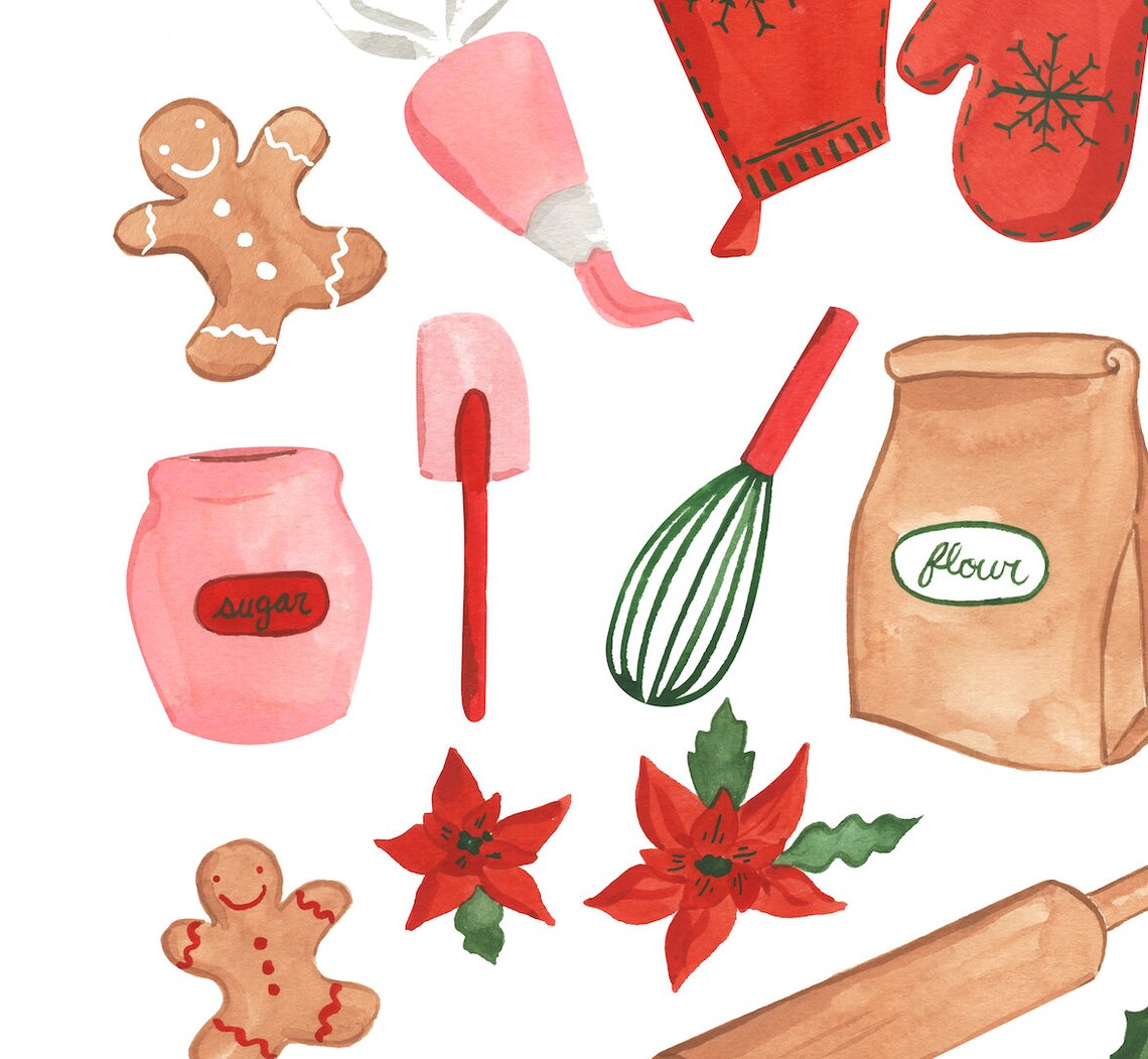 Christmas Baking Art Print, Holiday Kitchen Decor - Image 4