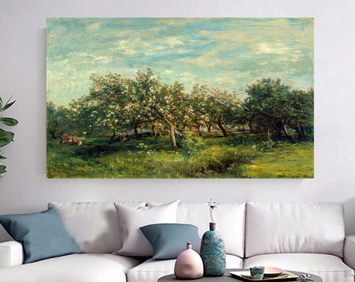 Daubigny Apple Blossoms 1873 Orchard Bloom French Impressionist Poster