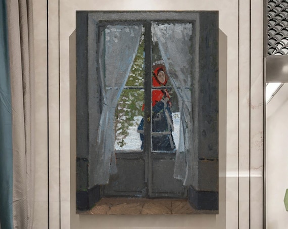 Monet The Red Kerchief Woman At Snowy Window Impressionist Poster