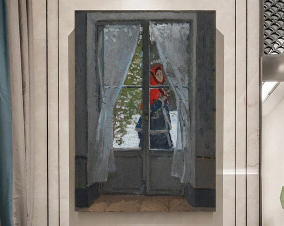 The Red Kerchief By Claude Monet Art Famous Painting Modern Wall Decor Art Reproduction Red Cape Print Exhibition Poster