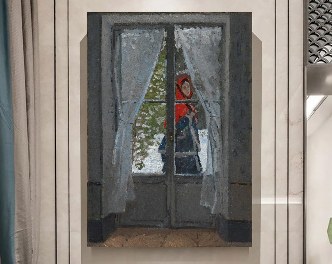 Monet The Red Kerchief Woman At Snowy Window Impressionist Poster
