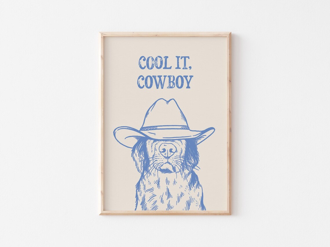 Cool It Cowboy Dog Retro Western Art Print - Image 4