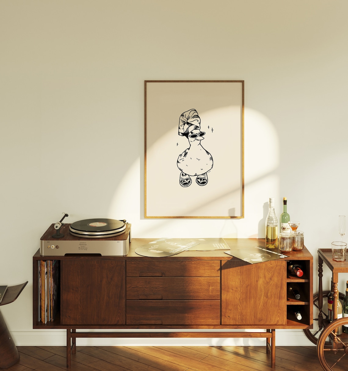Cool Duck In Slippers Retro Bathroom Art Print - Image 2