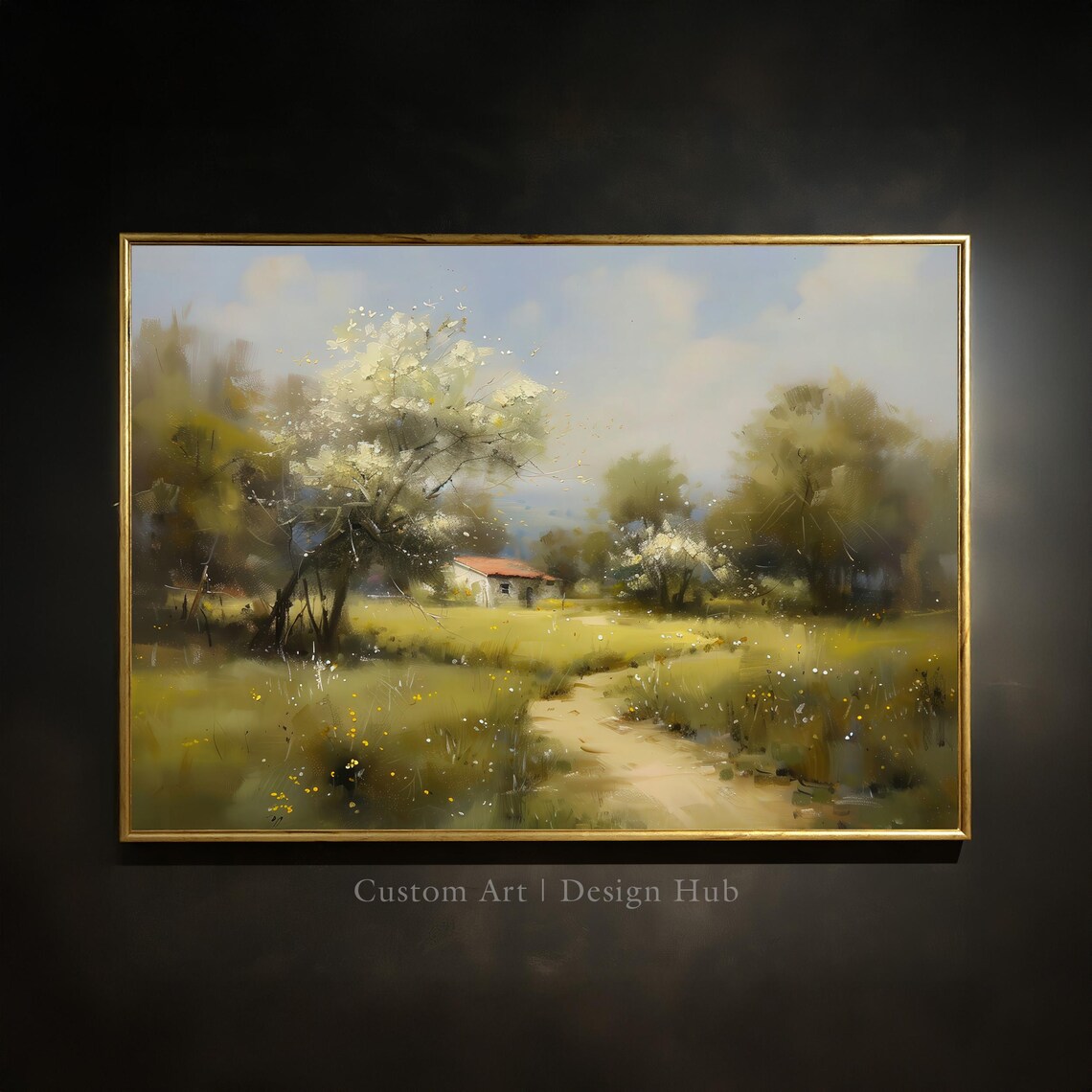 Spring Blossom Landscape Print Rustic Farmhouse Wall Art