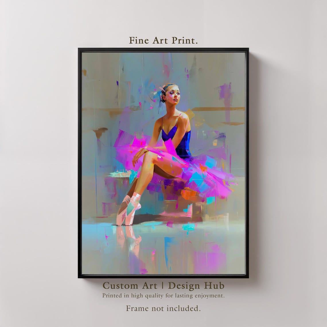 Ballerina Resting in Pink Tutu Colorful Painterly Dance Print