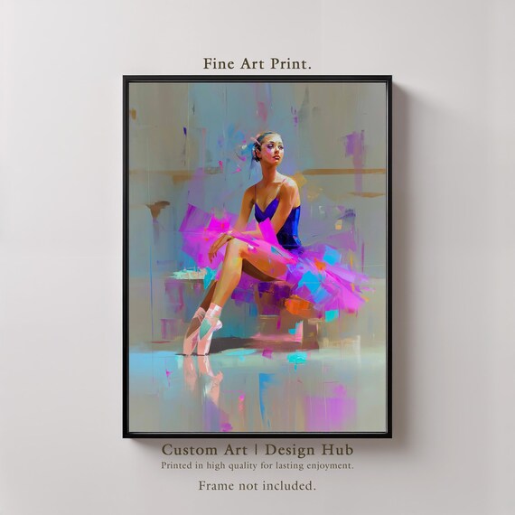 Ballerina Art Print Modern Ballet Dancer In Pink Tutu
