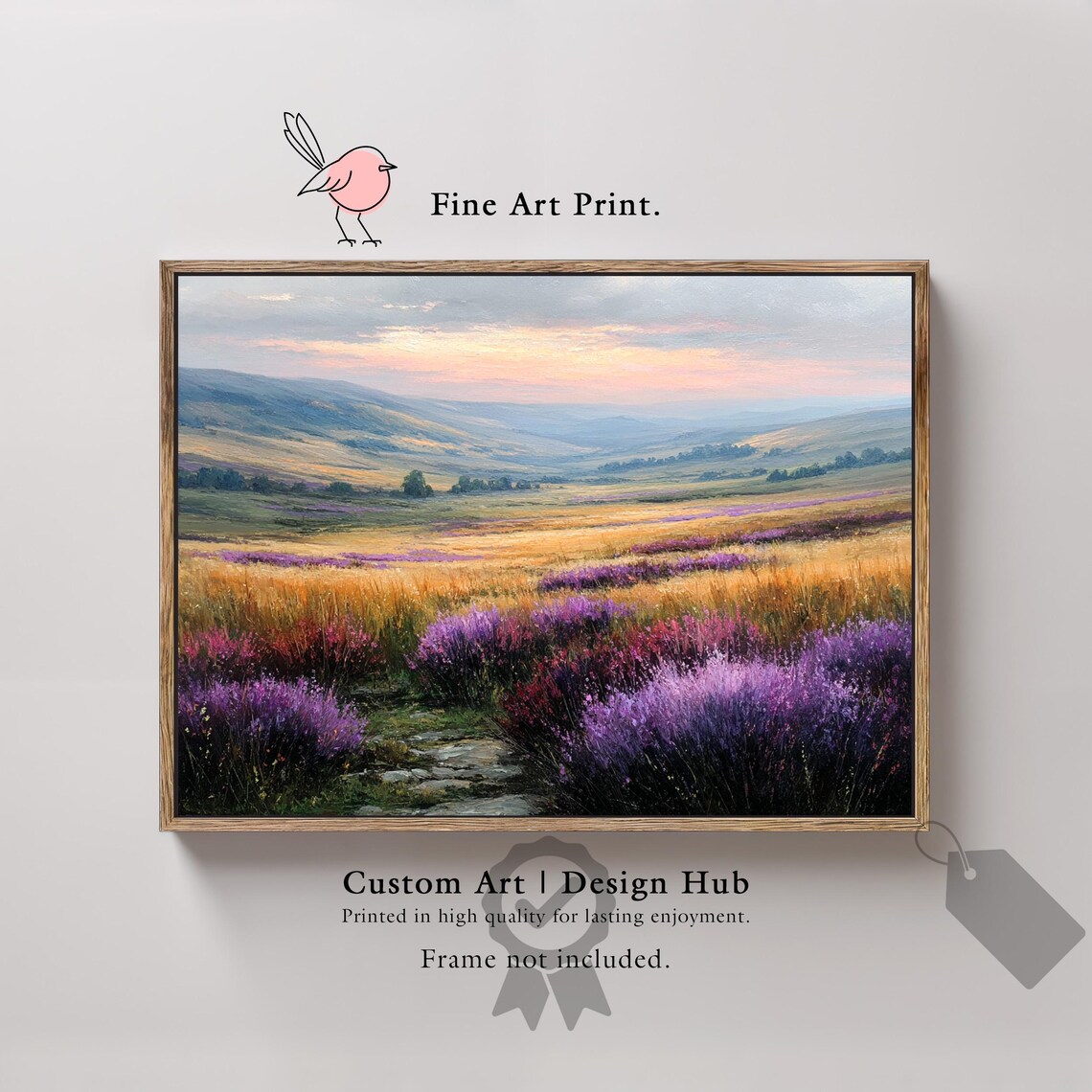 Lavender Field Sunset, Impressionist Landscape Art Print
