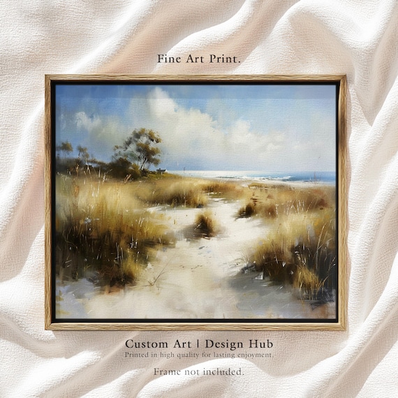 Coastal Sand Dunes Path Beach Grass Tranquil Seaside Painting Poster