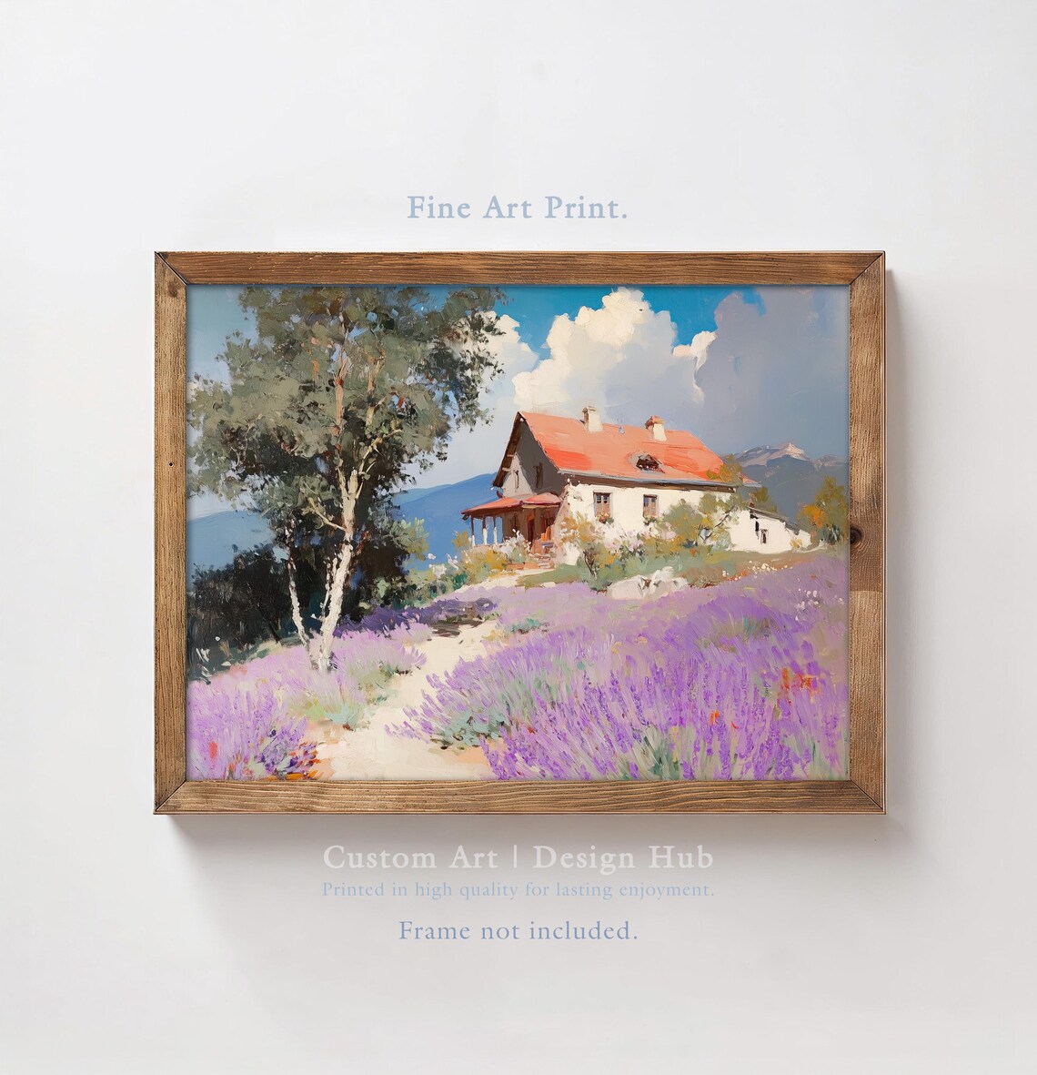 Lavender Field Cottage Oil Painting Purple Countryside Poster