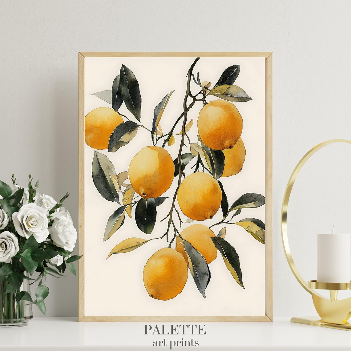 Lemon Tree Branch, Botanical Watercolor Art Print - Image 3