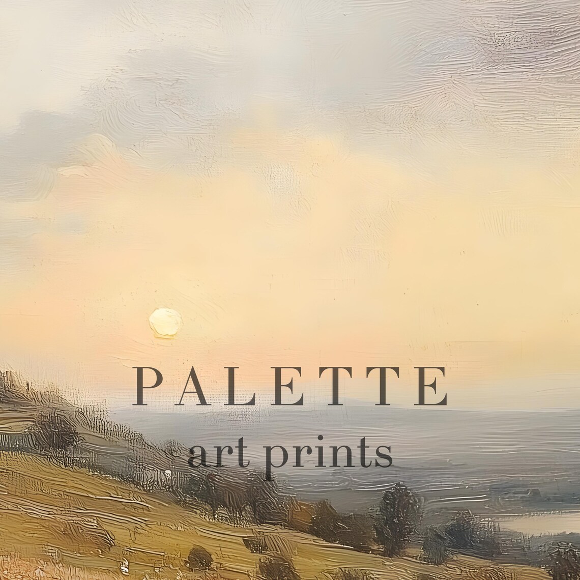 Vineyard Sunset Painting, Warm Countryside Landscape - Image 2