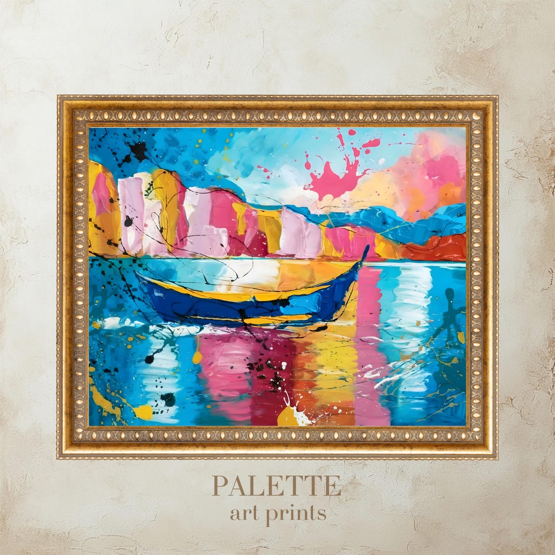 Colorful Sailboat On A Shimmering Abstract Seascape Art Poster - Image 3