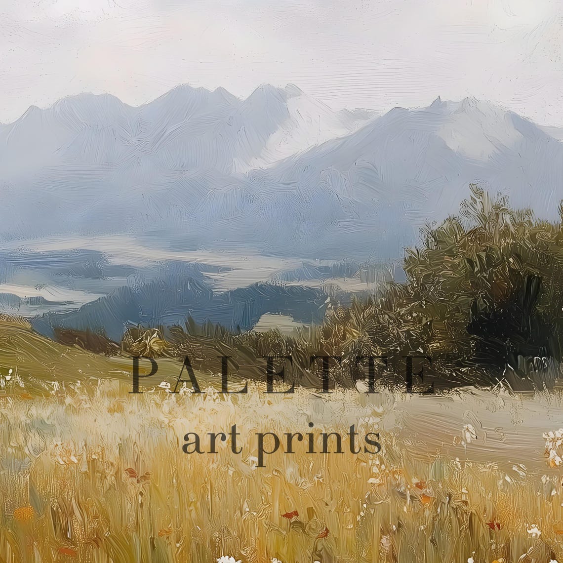 Mountain Meadow With Rustic Cottage And Wildflowers Alpine Poster - Image 2