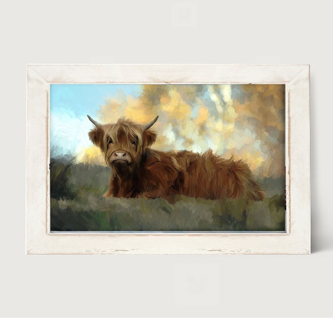 Highland Cow Art Print, Rustic Farmhouse Decor - Image 2