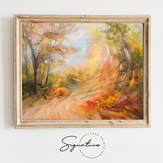 Swirling Autumn Path Abstract Fall Wind Vibrant Impressionist Art Poster