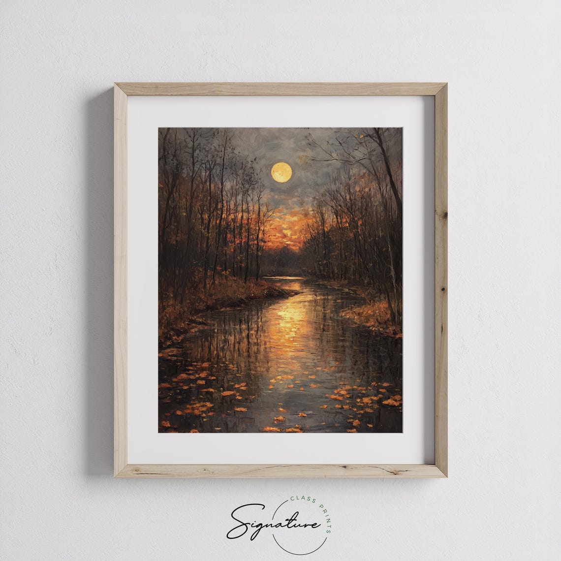Full Moon Rising Over a Winding River Glowing With Autumn Light Poster - Image 3