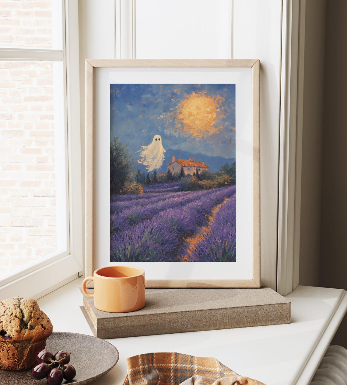 Ghost Lavender Field Full Moon Night Starry Countryside Poster - Image 6