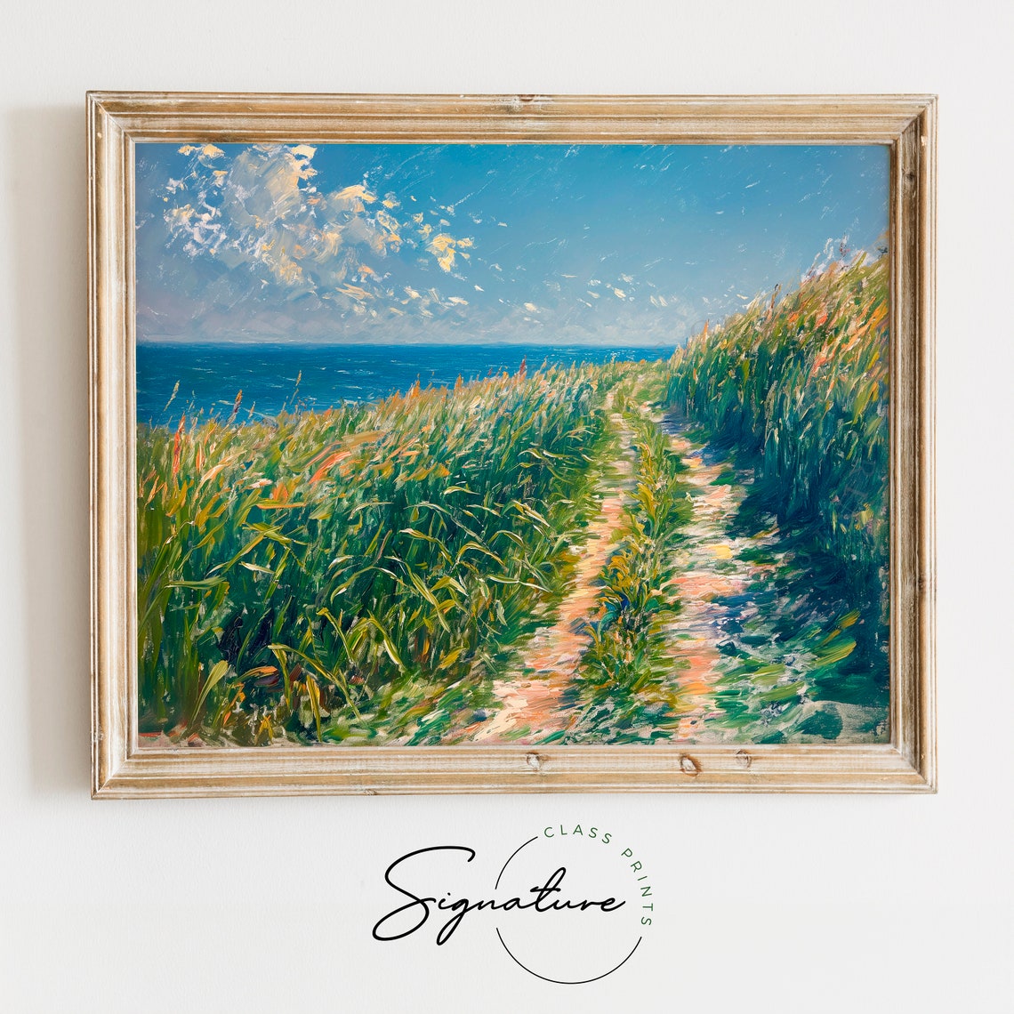 Grassy Dune Path to the Sea Impressionist Coastal Landscape Poster