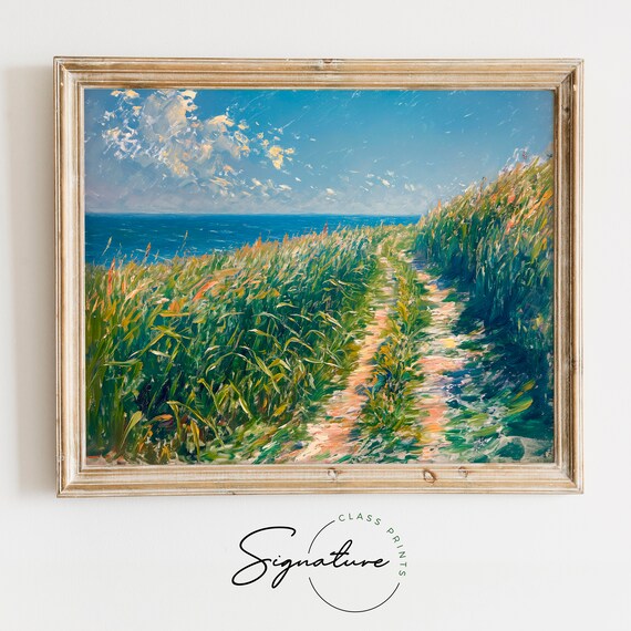 Grassy Dune Path to the Sea Impressionist Coastal Landscape Poster