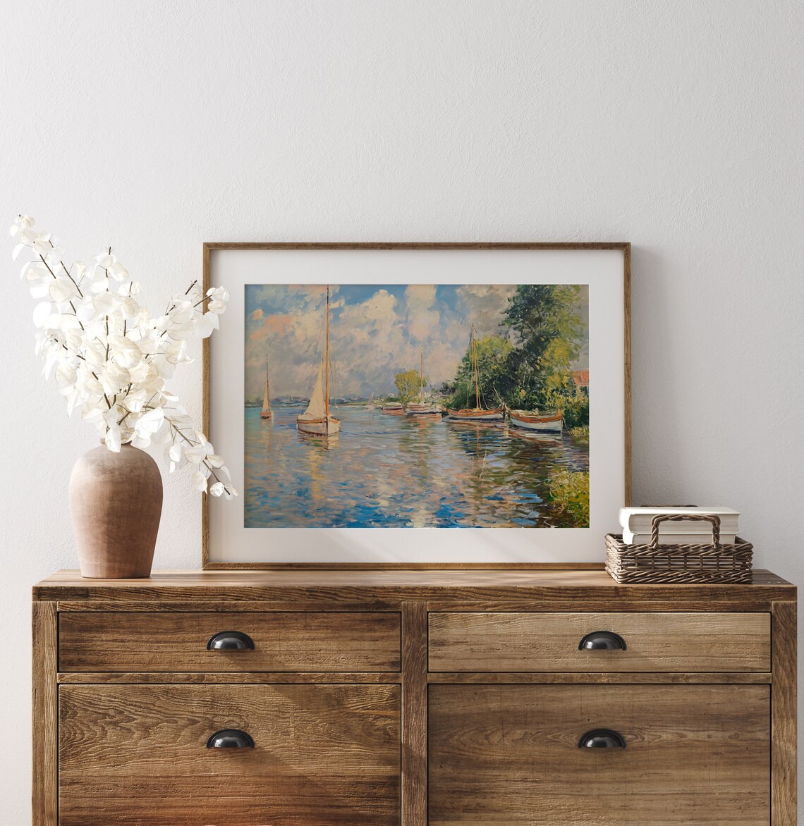 Monet Boats Moored At Argenteuil Sparkling River Sailboats Art Poster - Image 3