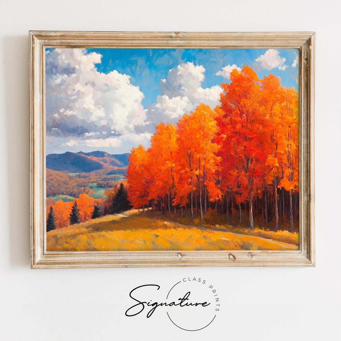 Autumn Maple Trees Fiery Hillside Mountain View Fall Foliage Poster
