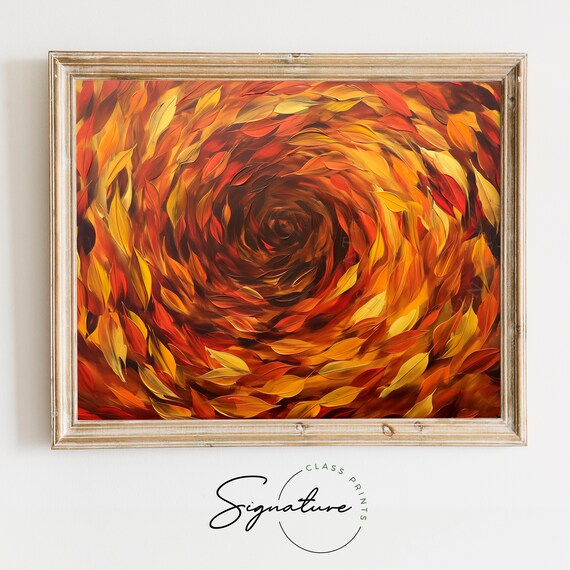 Autumn Leaves Whirlpool Vivid Fall Colors Modern Abstract Art Poster
