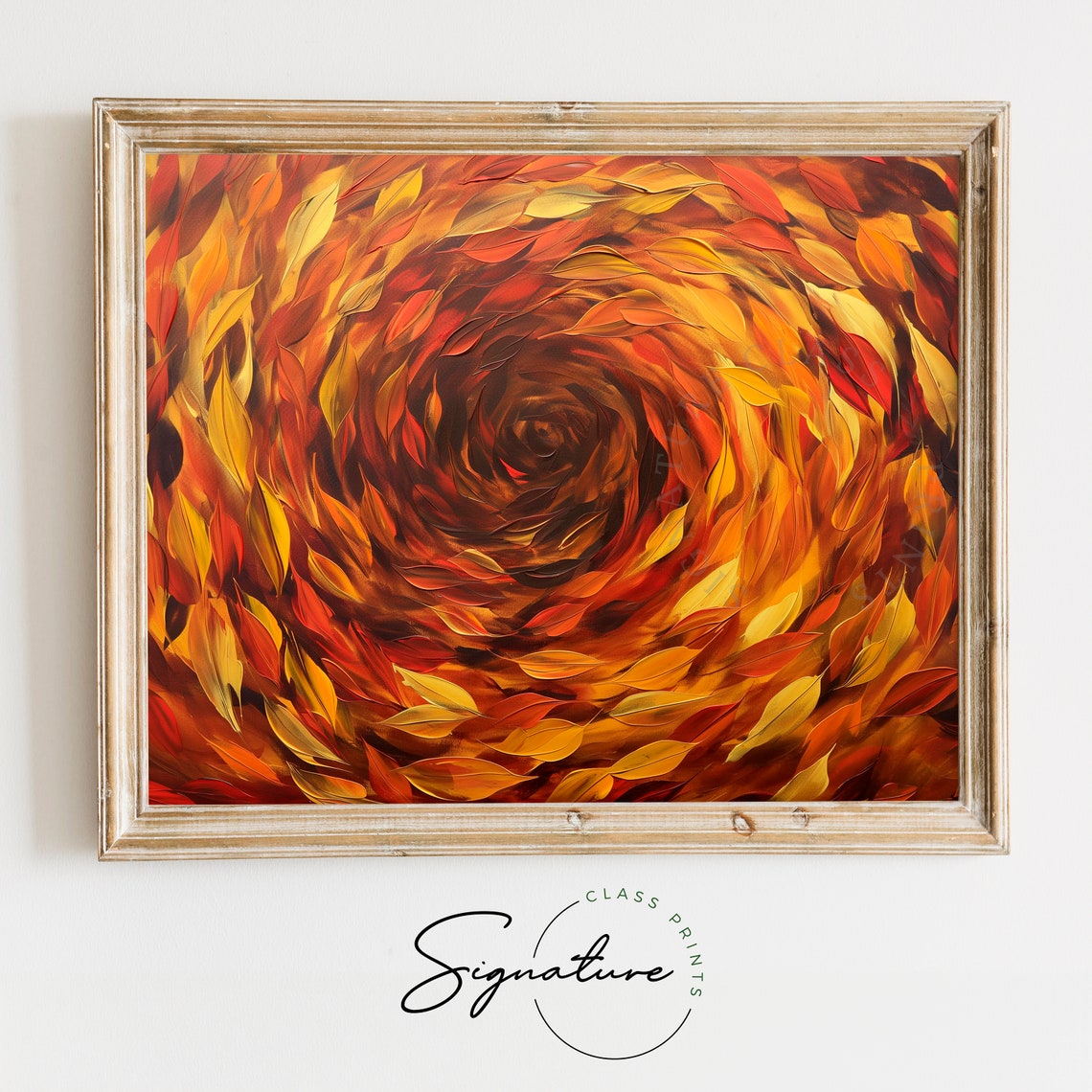 Autumn Leaves Whirlpool Vivid Fall Colors Modern Abstract Art Poster