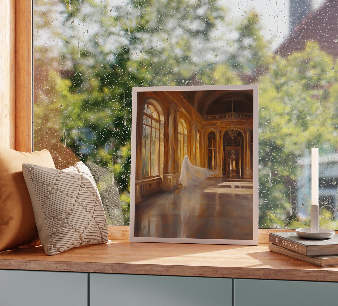 Ghost Drifting Through a Sunlit Grand Ballroom with Tall Windows Poster - Image 2