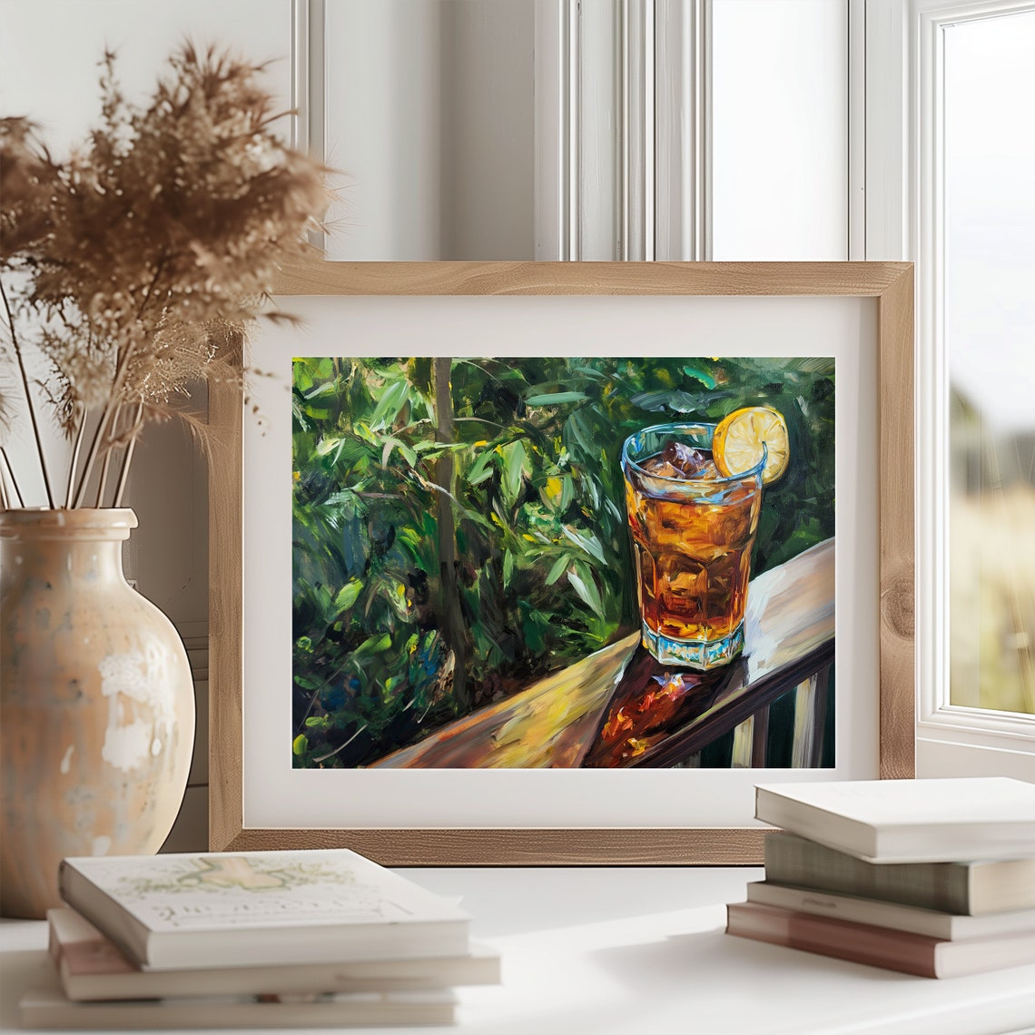 Iced Tea Porch Scene Art Vintage Afternoon Relaxation Print Rustic Deck Wall Art Summertime Beverage 365 - Image 2