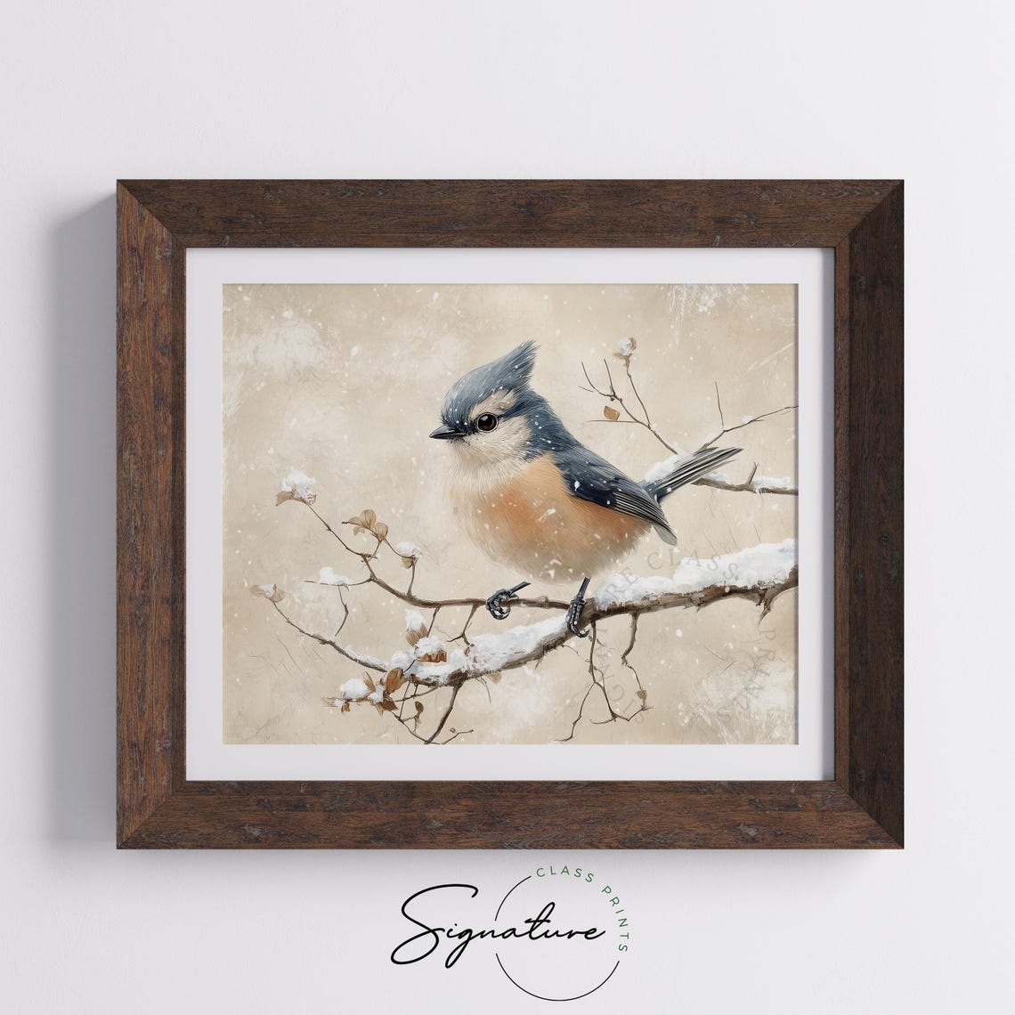 Tufted Titmouse Perched On Snowy Branch Cozy Winter Bird Wall Art - Image 5