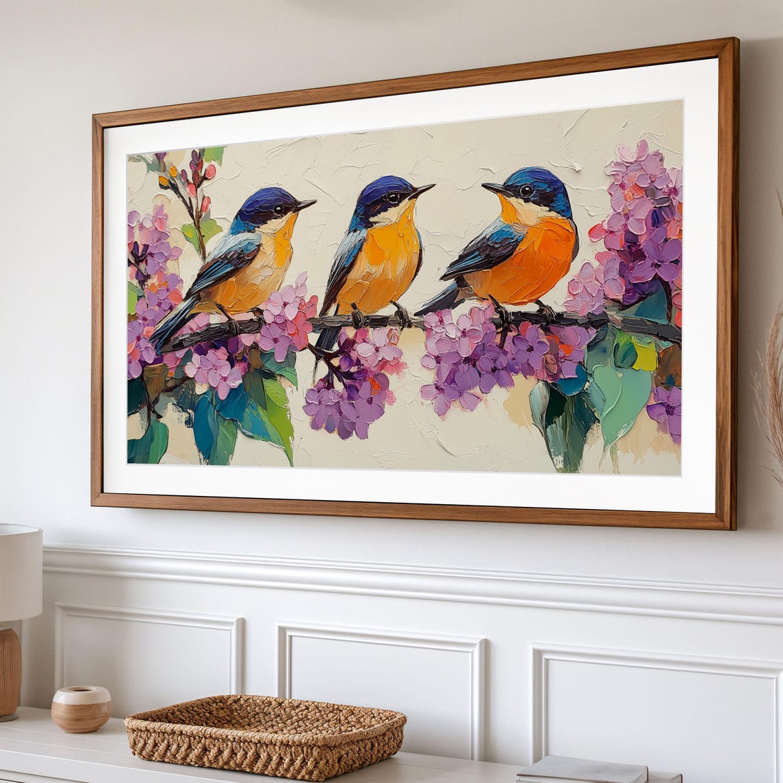Warblers Perched On Blossoming Lilac Spring Bird Frame Art Print - Image 2