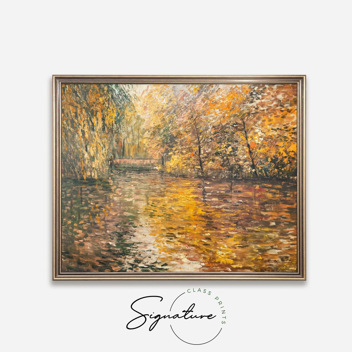 Golden Fall River Lined With Autumn Trees Reflective Art Poster - Image 4