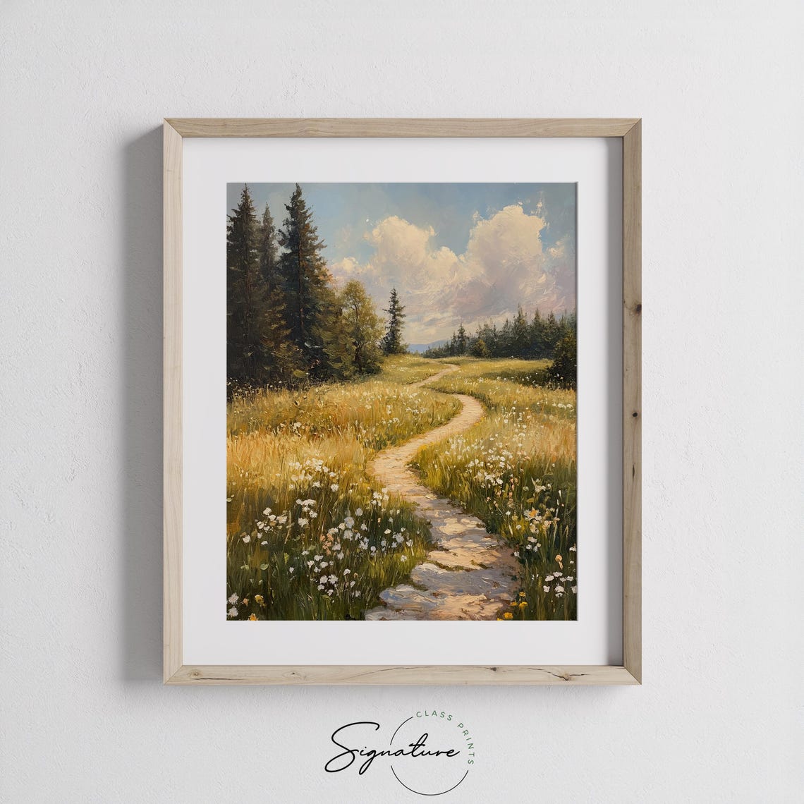 Old Farm Path With Wildflowers Hills Pine Forest Sunny Meadow Poster - Image 2