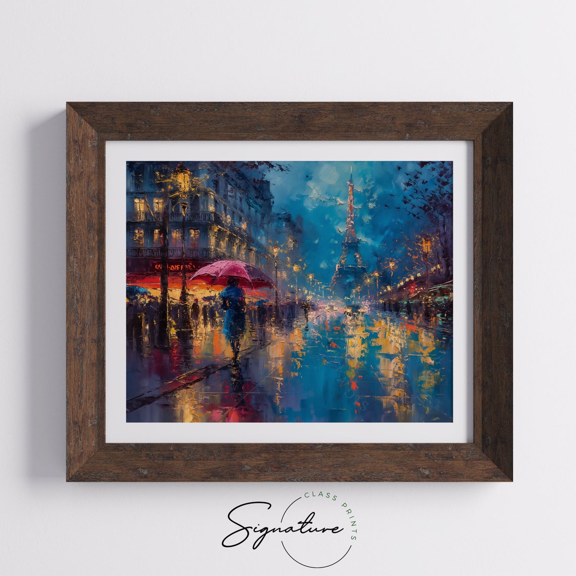 Rainy Paris Street At Night Eiffel Tower Impressionist Poster - Image 5