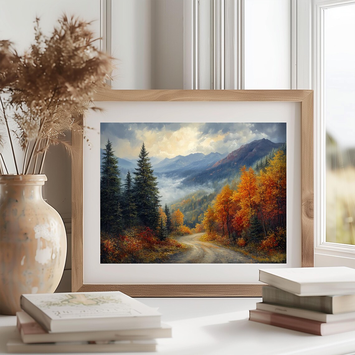 Moody Autumn Mountain Path Vintage Fall Landscape - Image 2