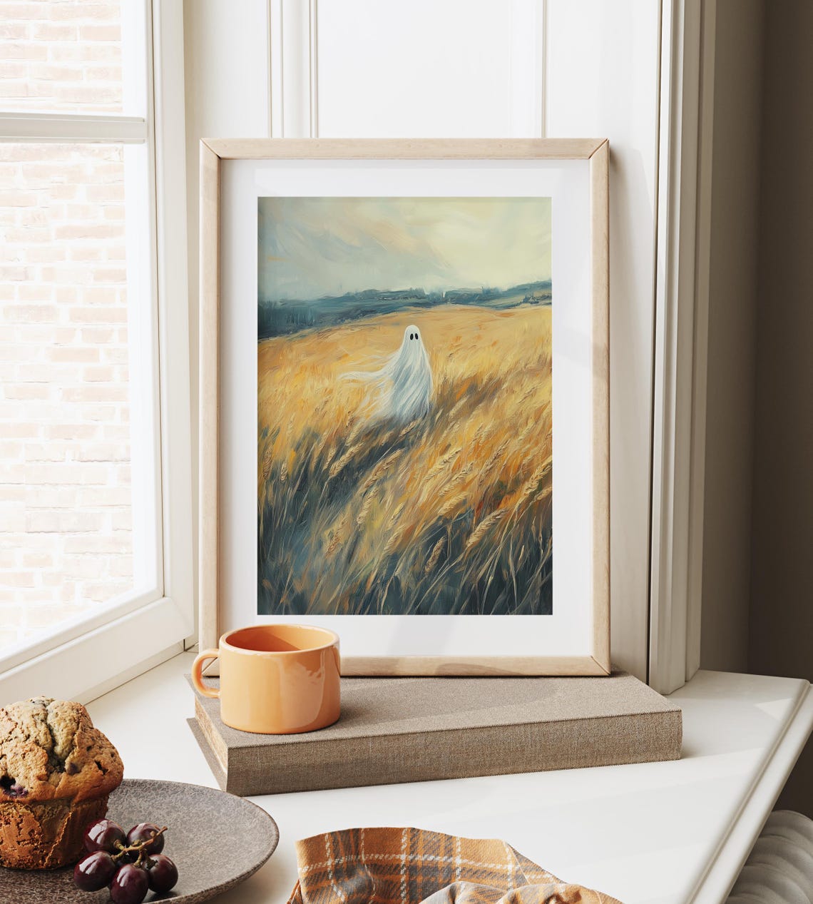 Windswept Ghost Golden Wheat Field Autumn Harvest Sky Poster - Image 6