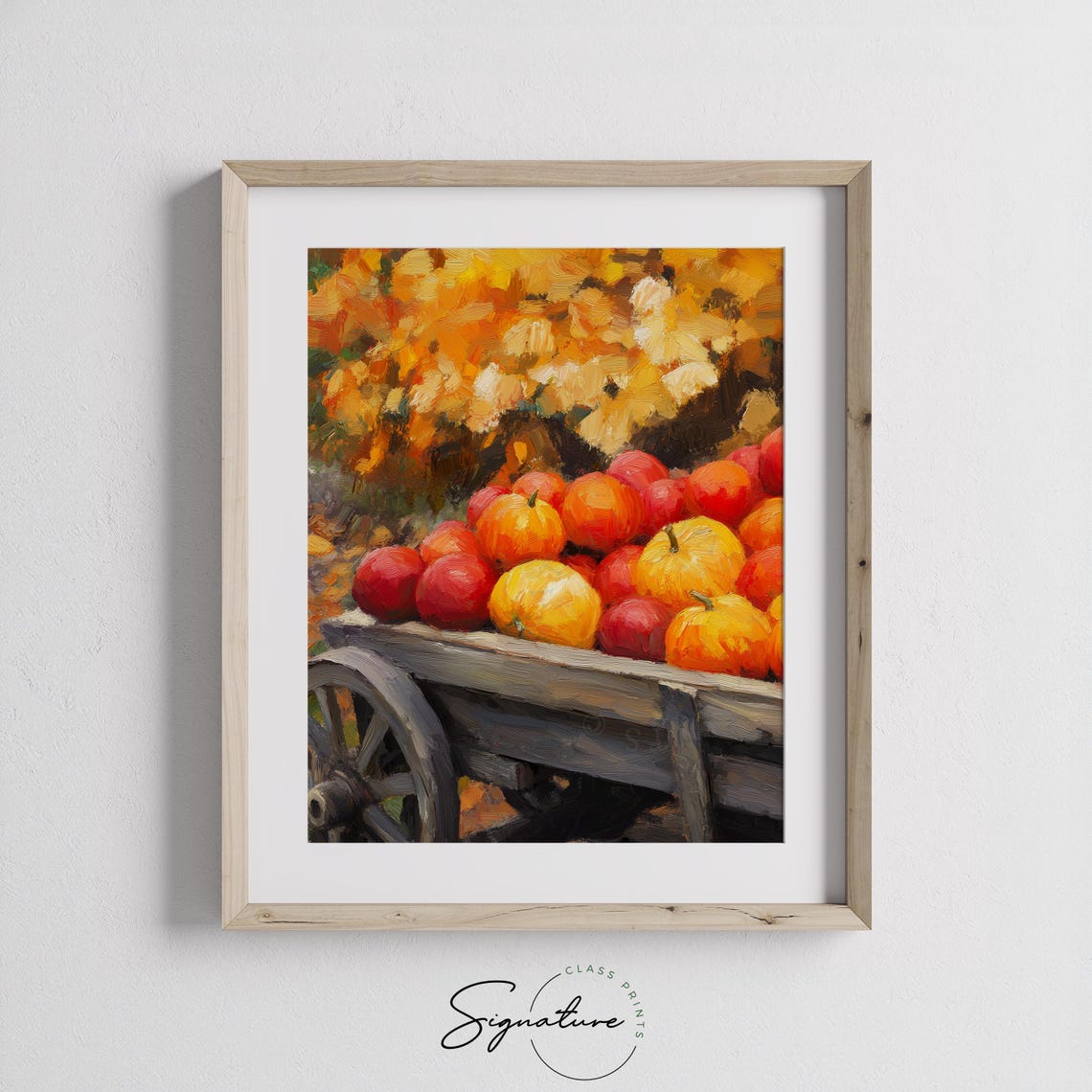 Wooden Cart Overflowing With Pumpkins And Apples Fall Poster - Image 3