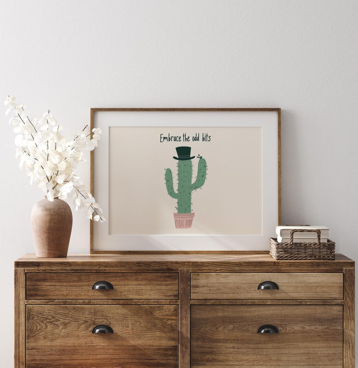 Embrace The Odd Bits Whimsical Cactus Wearing A Top Hat Wall Art - Image 2
