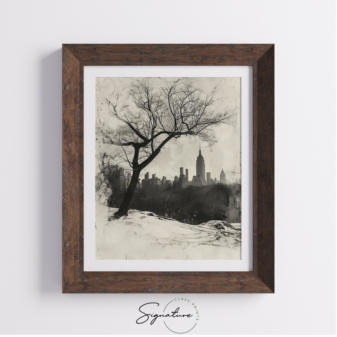 Central Park Winter Snow Monochrome New York Cityscape Poster - Image 4