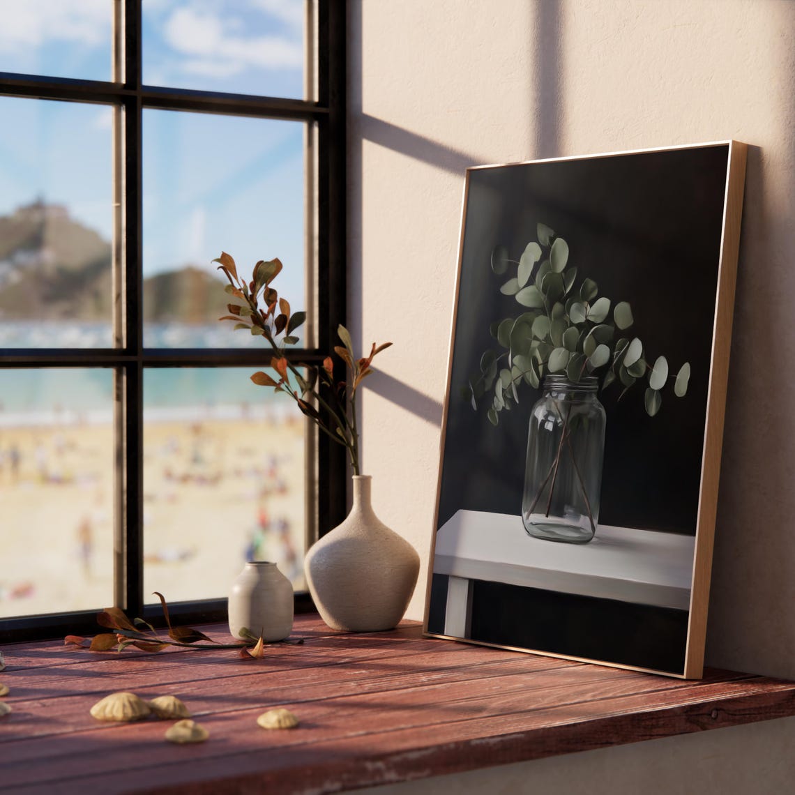 Eucalyptus Sprigs In Glass Jar Moody Minimalist Botanical Poster - Image 5