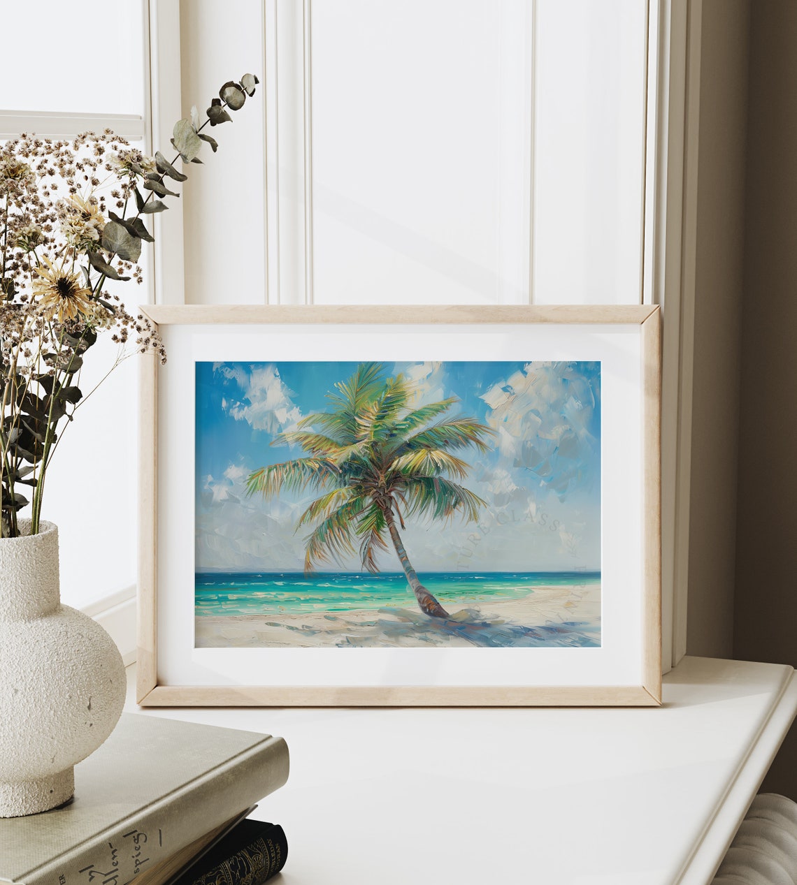Tropical Beach Palm Tree Turquoise Ocean White Sand Scene Poster - Image 6