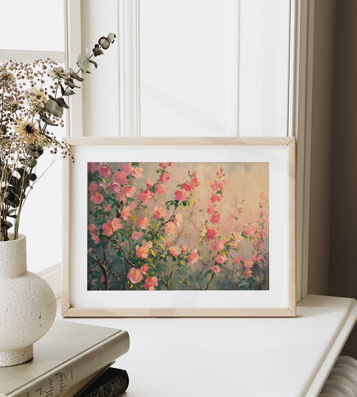 Blossoming Peach Trees In Sunrise Glow Spring Orchard Poster - Image 6