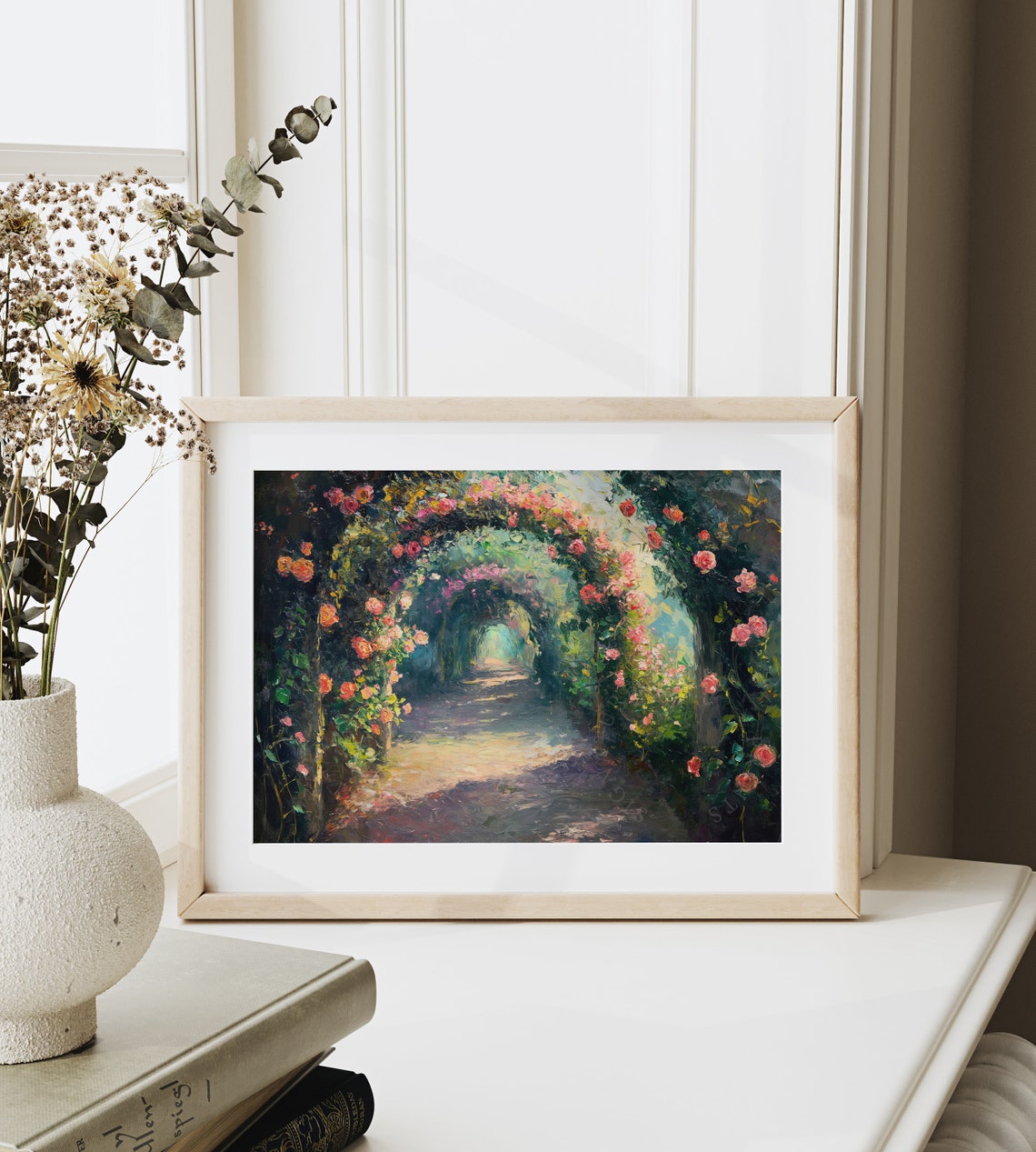 Enchanted Rose Arch Garden Path Night Impressionist Poster Art - Image 6
