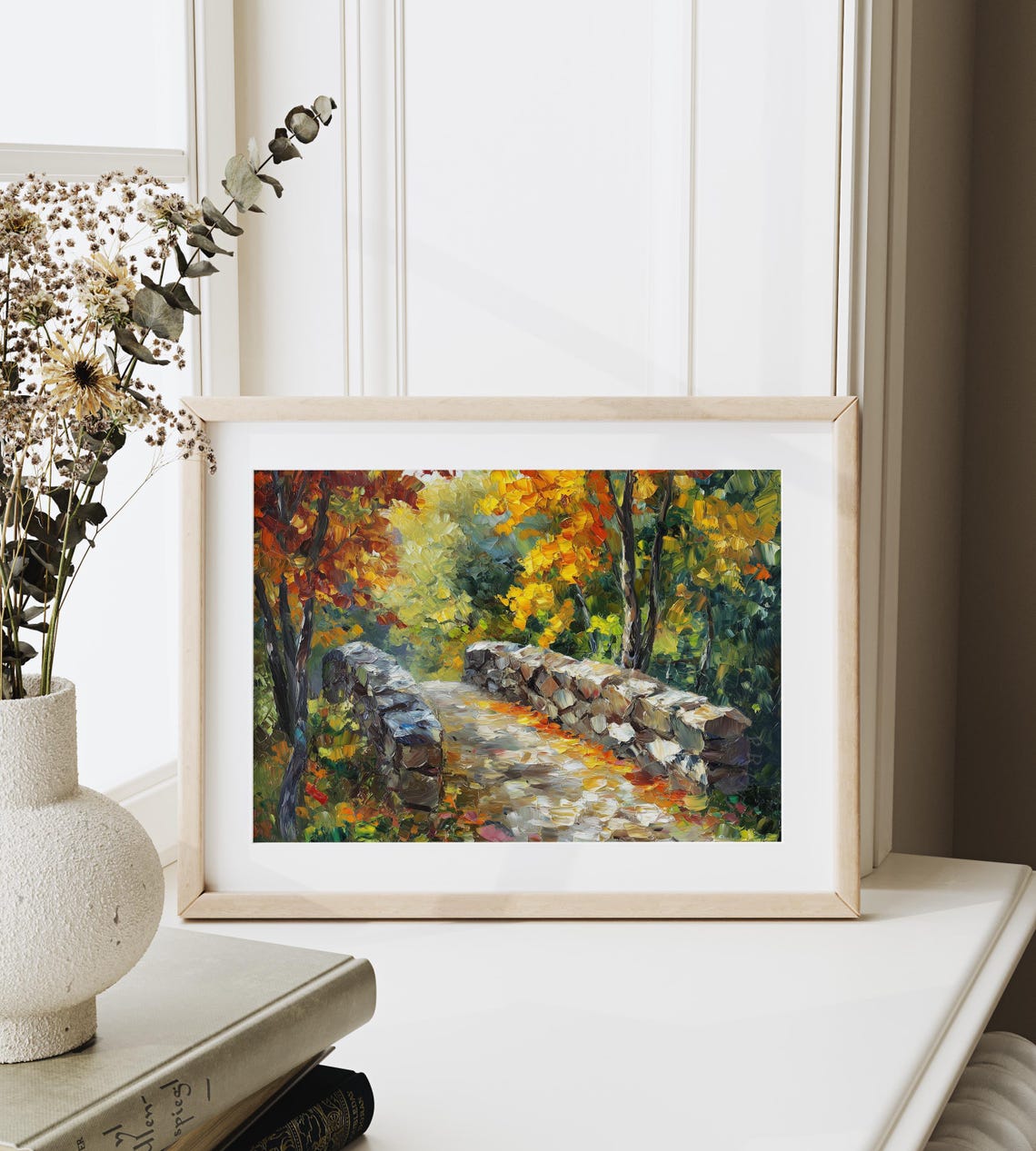 Autumn Stone Bridge In Colorful Forest Impressionist Landscape Poster - Image 6