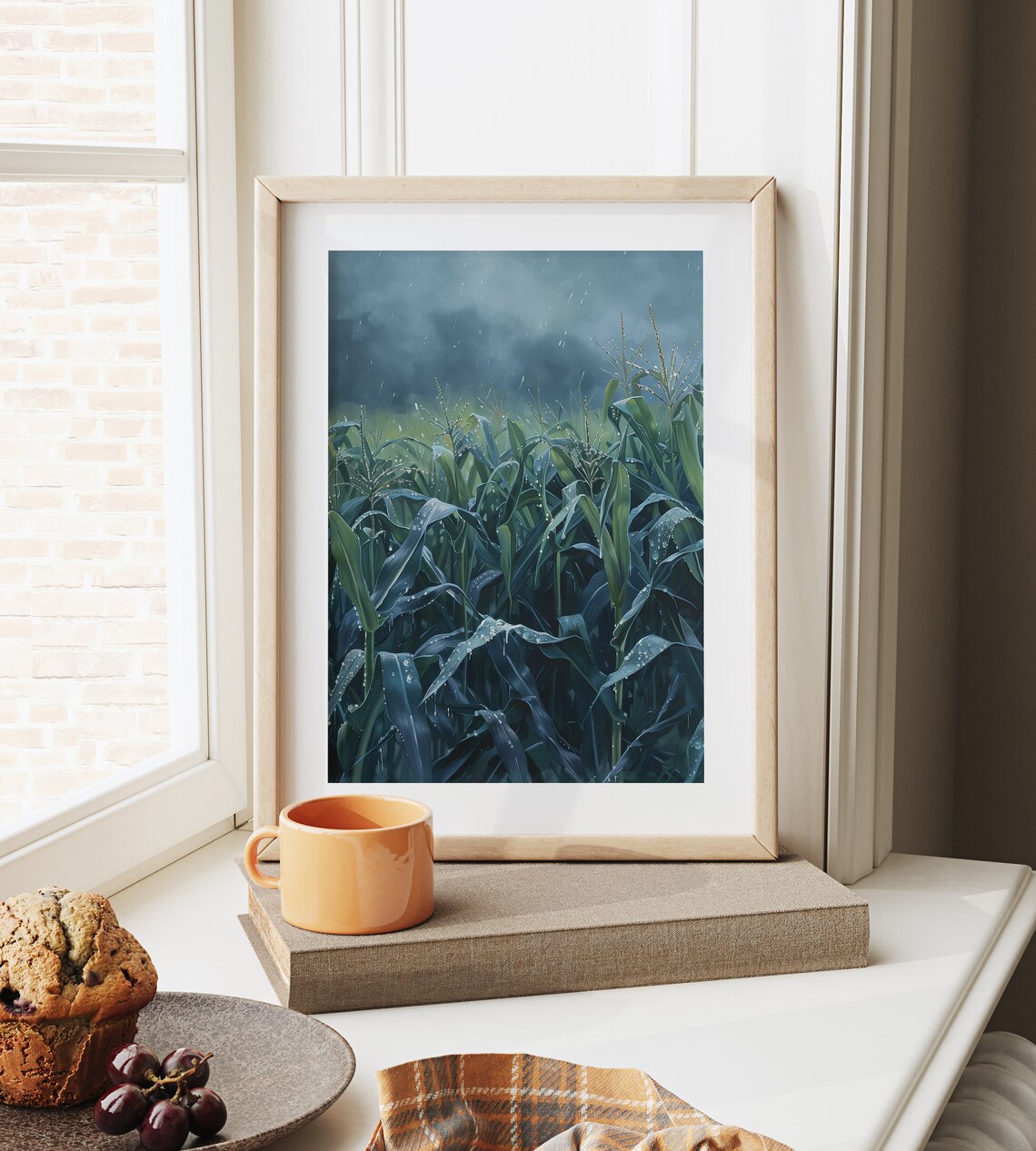 Rainy Corn Field Storm Green Leaves Summer Shower Dramatic Nature Poster - Image 6