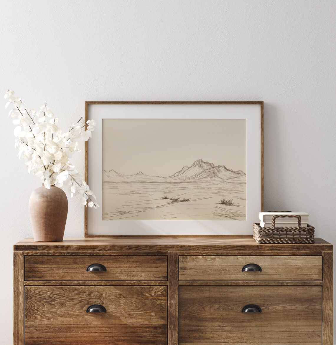 Desert Mountains Minimal Sepia Line Drawing Western Landscape Poster - Image 3