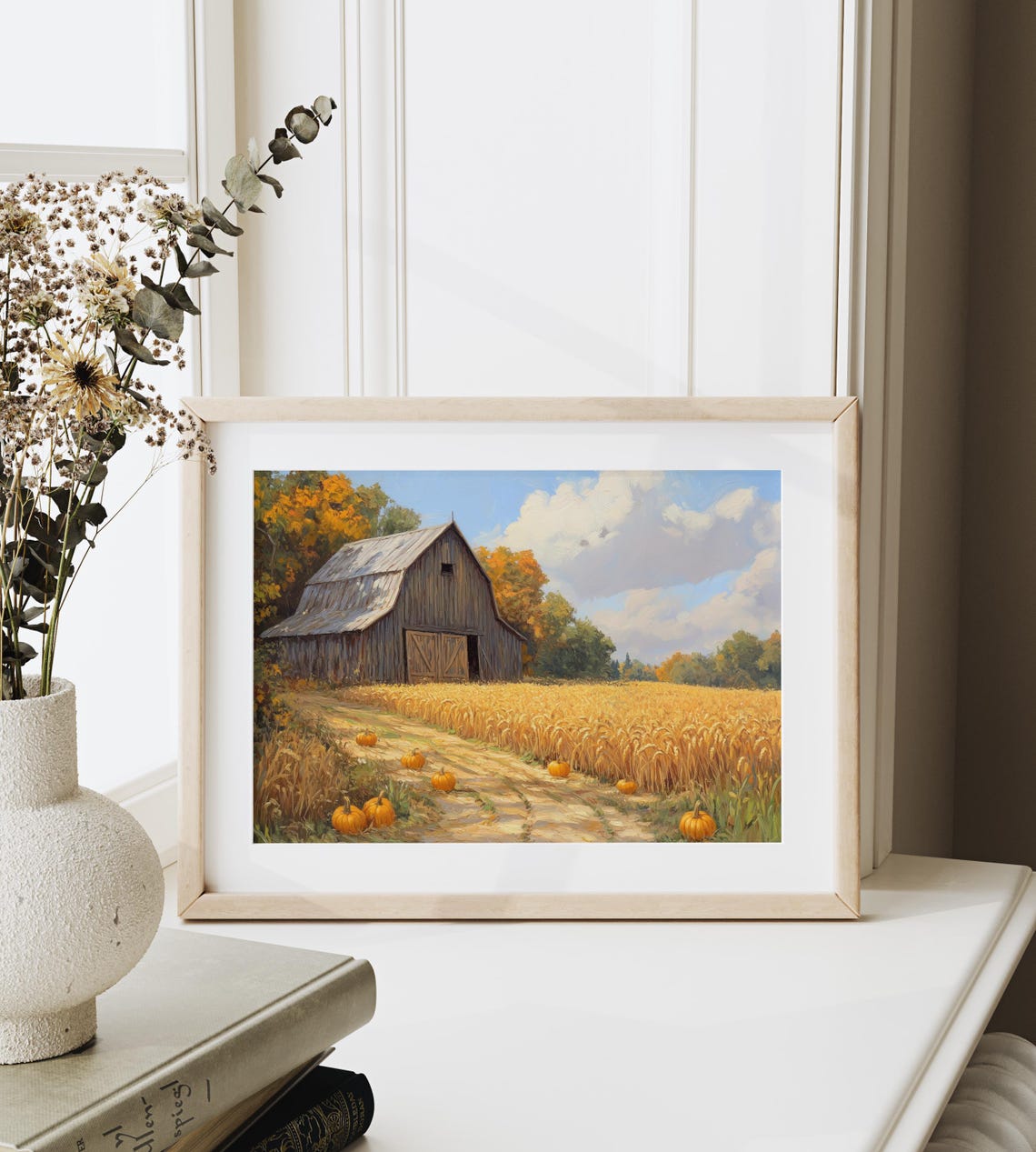 Wooden Barn Pumpkin Patch Harvest Field Golden Fall Farm Art Poster - Image 6
