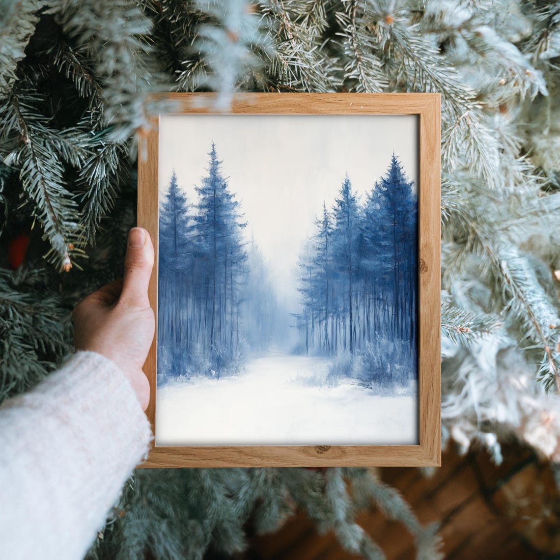 Snow Covered Pine Forest from Above Winter Aerial Landscape Poster - Image 6