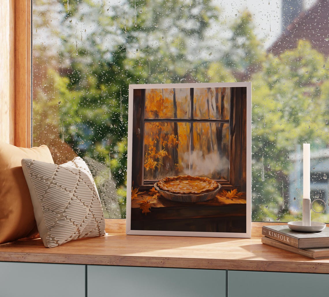 Fresh Baked Pie Cooling On Windowsill Autumn Window View Poster - Image 2