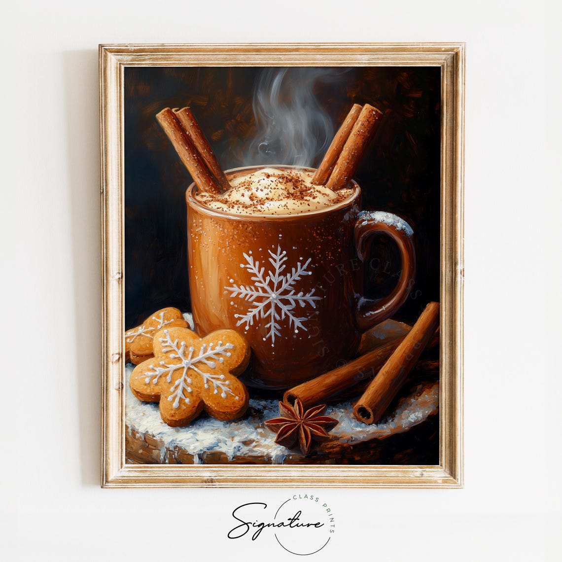Steaming Hot Cocoa With Cinnamon And Gingerbread Cookies Poster